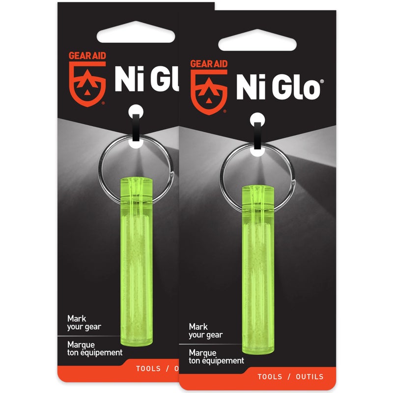 GEAR AID Ni Glo 2â€ UV Rechargeable Glowing Keychain â€“ Multi-Purpose Glow-in-the-Dark Accessory for Camping, Scuba Diving, Night Fishing, Hiking, Emergency Kits, and Everyday Use, Yellow, 2 Pack - Image 1